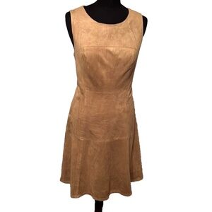 Alfani Caramel Microsuede Sleeveless A-Line Dress Fully Lined 4